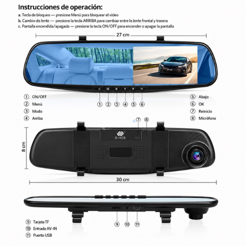 DriveVision® - Espejo Retrovisor con Cámara