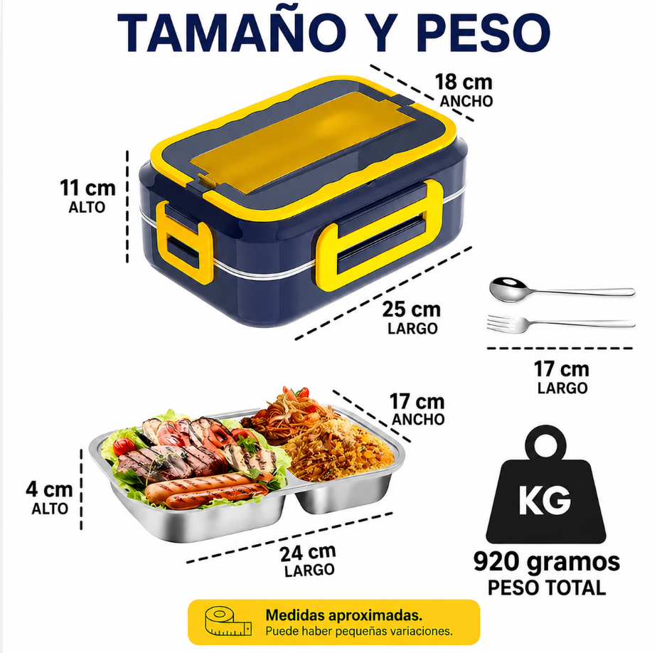 LunchGo® - Lonchera Eléctrica de Acero Inoxidable.