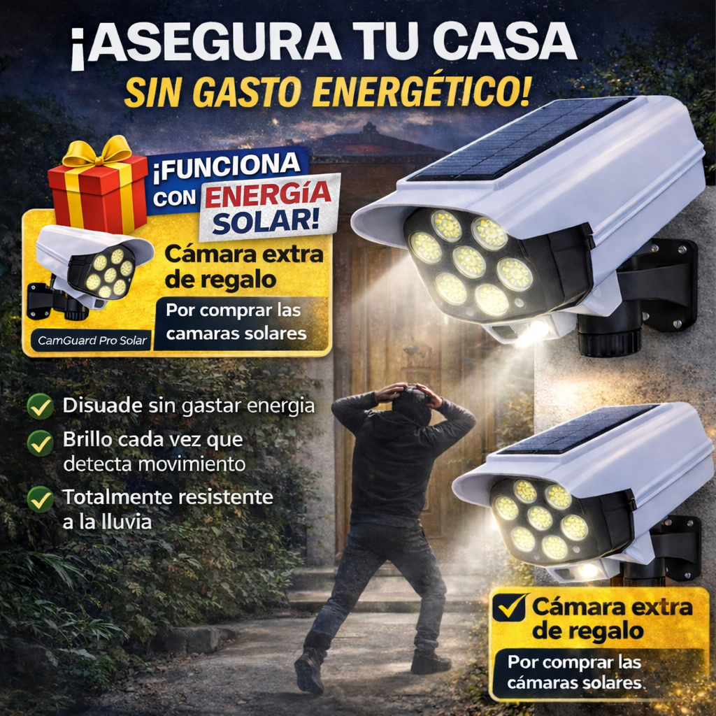 CamGuard Pro Solar - Cámara falsa con luz que disuade intrusos