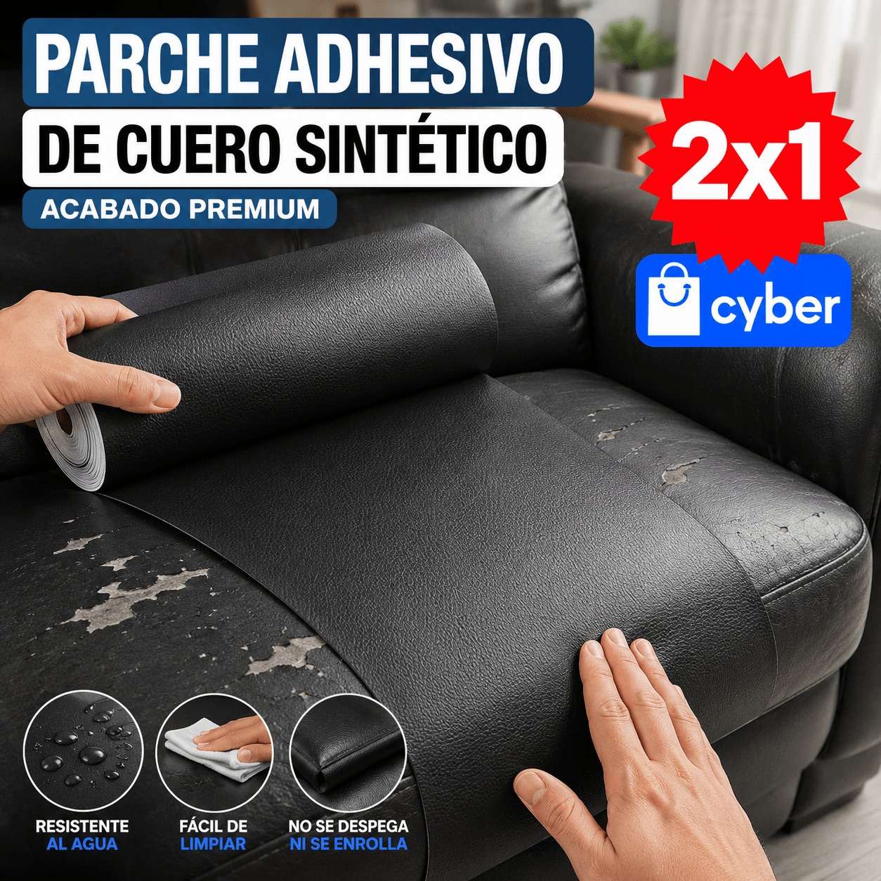LeatherPro® - 2x1 Rollos de 3 Metros de Cuero Adhesivo