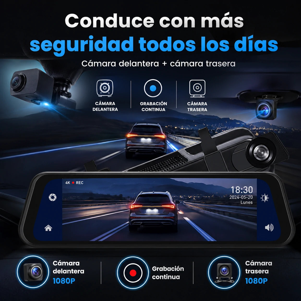 DriveVision® - Espejo Retrovisor con Cámara