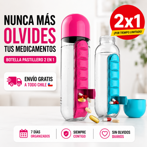 HidraMax Pro® - Botella Pastillero 2x1